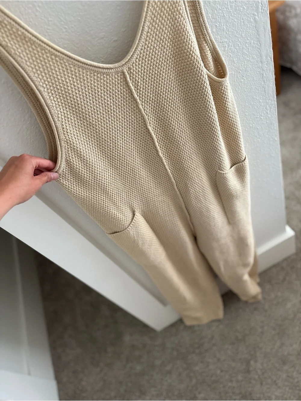 Free People Beach Cream Knit Tank Jumpsuit
